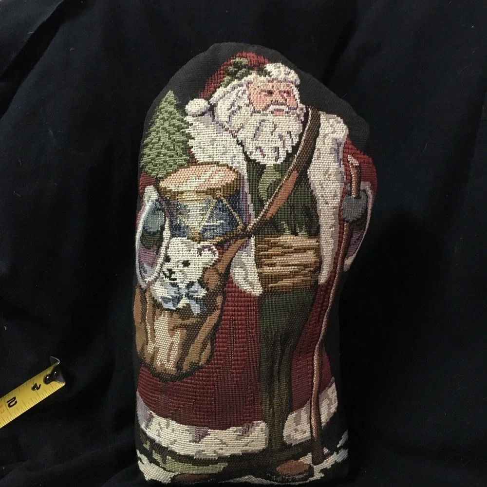 Santa Christmas Tapestry Door Stop Pillow Standing